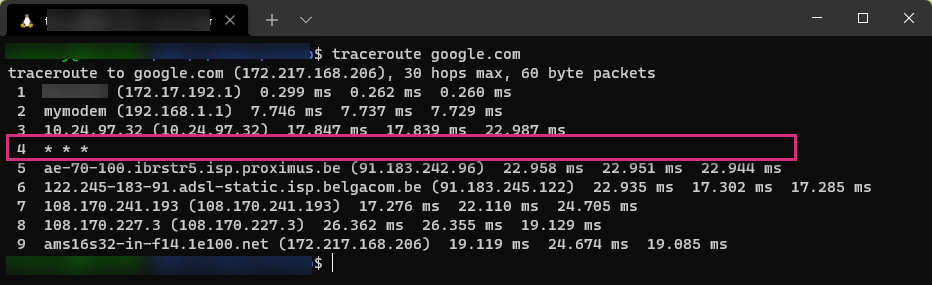this shows when traceroute is unable to identify an intermediate router